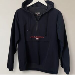 Polo Ralph Lauren Vintage 90s Quarter Zip Logo Flag Pullover Hoodie Jacket